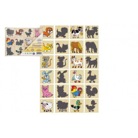 Detoa Pexeso zvířátka a jejich stíny dřevo společenská hra 12ks v krabičce 16,5x12,5x1,5cm