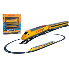 Rappa Vlak žlutý RegioJet s kolejnicemi 18ks plast se zvukem a světlem v krabici 38x43x6cm