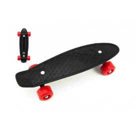 Teddies Skateboard - pennyboard 43cm, nosnost 60kg kovové osy, černá, červená kola