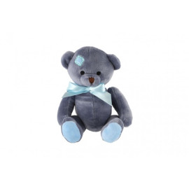 Teddies Medvěd sedící s mašlí plyš 20cm modrý v sáčku 0+