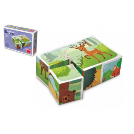 Dino Kostky kubus Lesní zvířátka dřevo 6ks v krabičce 12,5x8,5x4cm