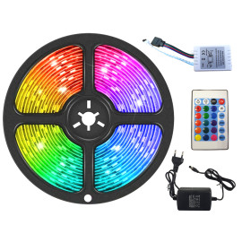LED pásek RGB 5m – 60 LED / m, zdroj + dálkový ovladač