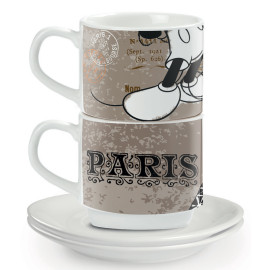 Egan DISNEY COFFEE IN THE CITY Sada 2 stohovatelných espresso šálků s podšálky PARIS