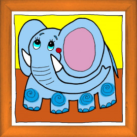 Slon - modrý, 20 x 20 cm