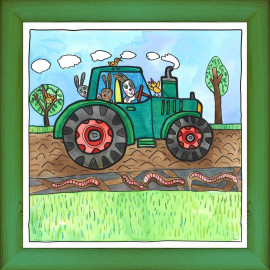 Traktor - modrý, 20 x 20 cm
