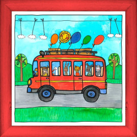 Autobus - červený, 29 x 29 cm