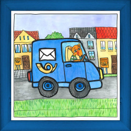 Pošta - modrý, 29 x 29 cm