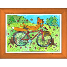 Liška cyklista - žlutá