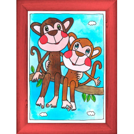 Opice kamarádky - červená, A4