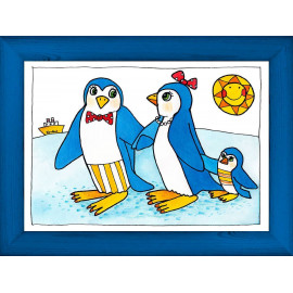 Tučňáci - modrá, A3