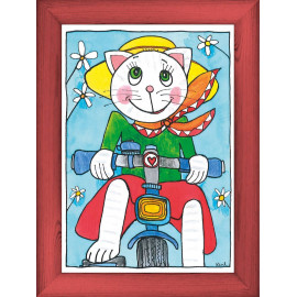 Kočka na kole - červená