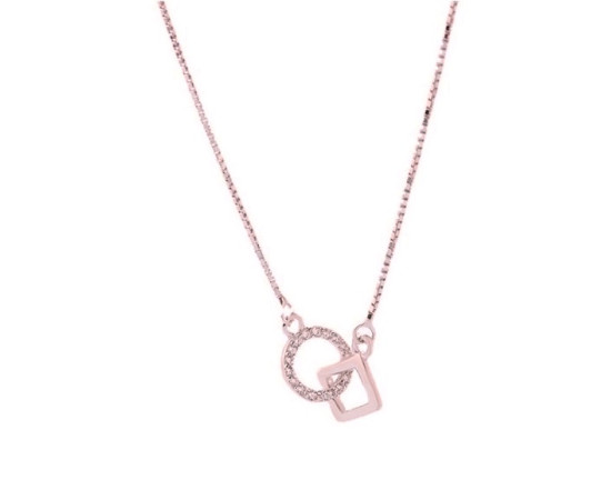 Stříbrný náhrdelník Favor s kubickou zirkonií ružová, pozlácený