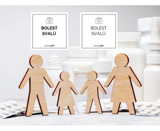 BOLEST SVALŮ - organizační samolepka od DomaLEP varianta: BÍLÁ - š. 5 cm x v. 5 cm - tučné písmo
