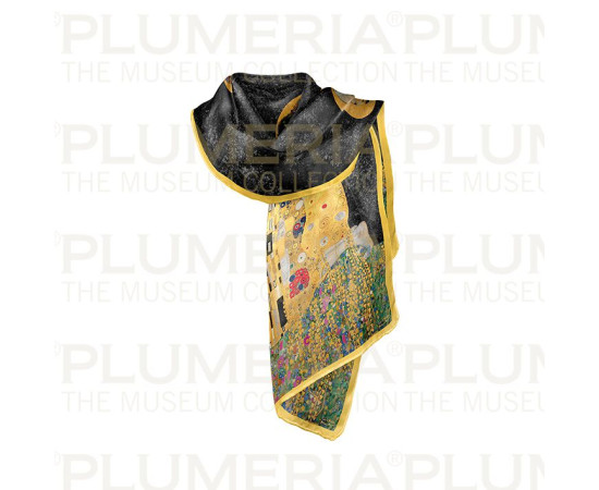 Plumeria Klimt Hedvábný šál Polibek