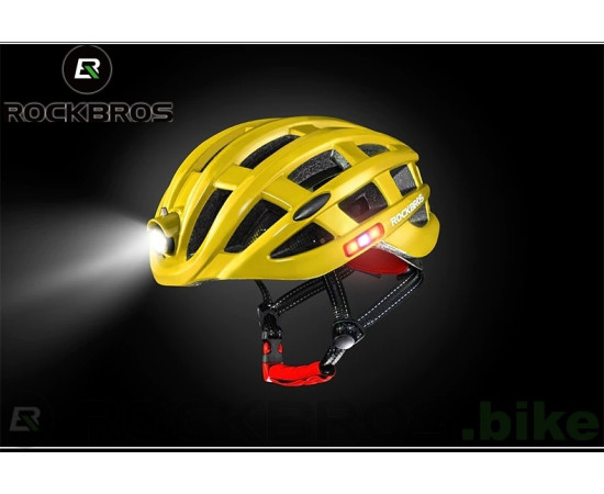 ROCKBROS Cyklistická přilba s předním, bočním a zadním světlem ZN1001 žlutá