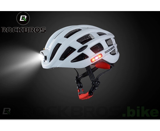 ROCKBROS Cyklistická přilba s předním, bočním a zadním světlem ZN1001 červená