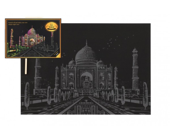 SMT Creatoys Škrabací obrázek barevný Taj Mahal 40,5x28,5cm A3 v sáčku
