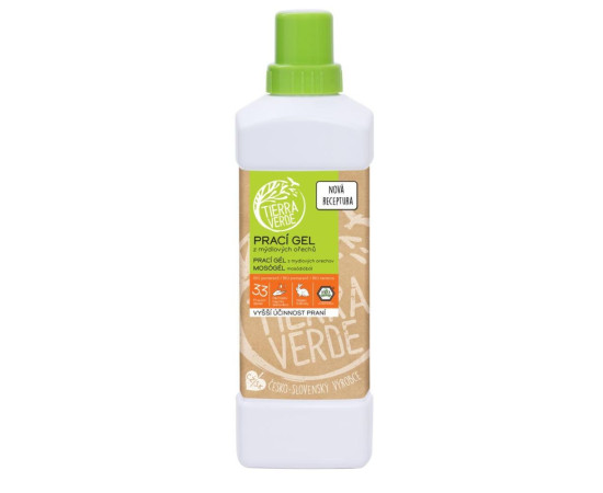 Prací gel z mýdlových ořechů s BIO pomerančovou silicí (láhev) Tierra Verde 1l