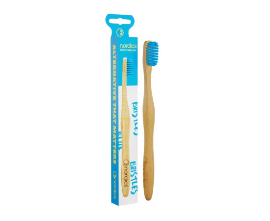 Bambusový kartáček na zuby s modrými štětinami pro dospělé NORDICS