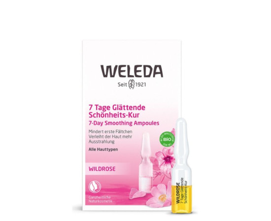 Růžový pleťový olej v ampulích 7-denní vyhlazující kúra WELEDA 7x0,8ml
