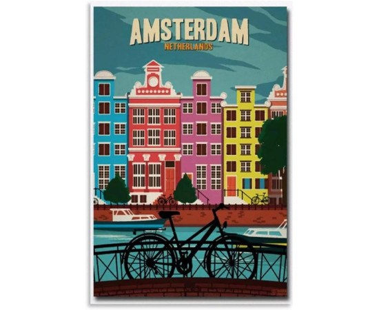 Plechová cedule Amsterdam Velikost: A5 (20 x 15 cm)