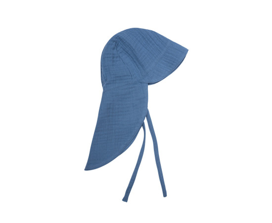 MUFFIN MODE Kojenecká letní čepice s kšiltem z mušelínu Muslin Sun Hat GOTS, modrá Velikost: 40/42