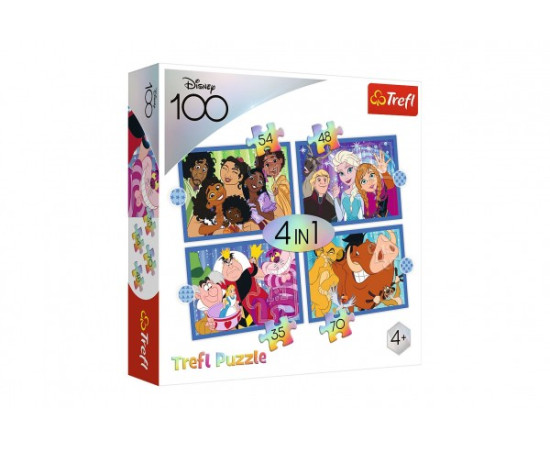 Trefl Puzzle 4v1 Šťastný svět Disney 28,5x20,5cm v krabici 28x28x6cm
