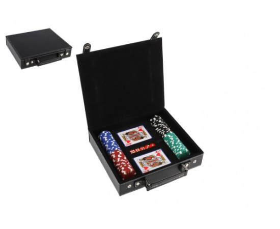 Teddies Poker sada 100ks + karty + kostky v kufříku v krabici 28x25x8cm