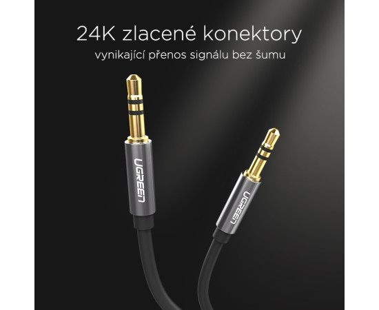 UGREEN stereo audio kabel 3.5mm jack 1m, černý