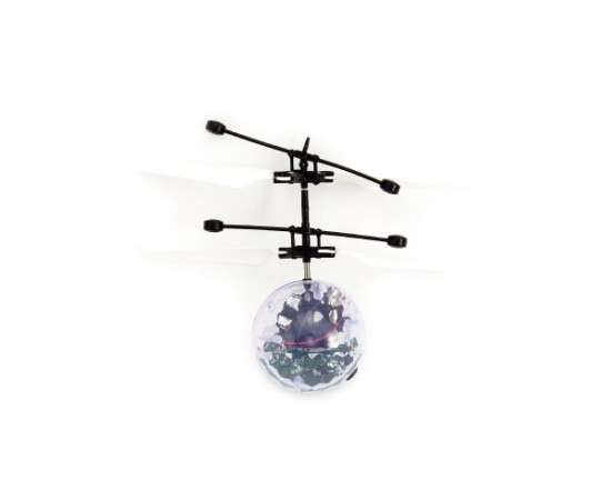 Teddies Vrtulníková koule létající plast 13x11cm reagující na pohyb ruky s USB kabelem v krabičce