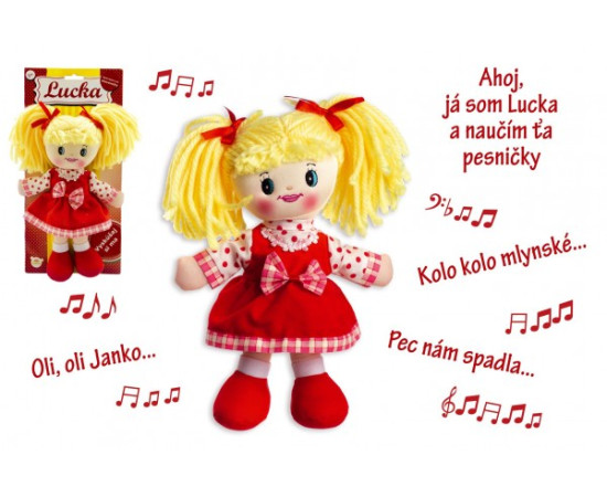 Teddies Bábika Lucka handrová plyš 30 cm slovenský spievajúci na karte 0+