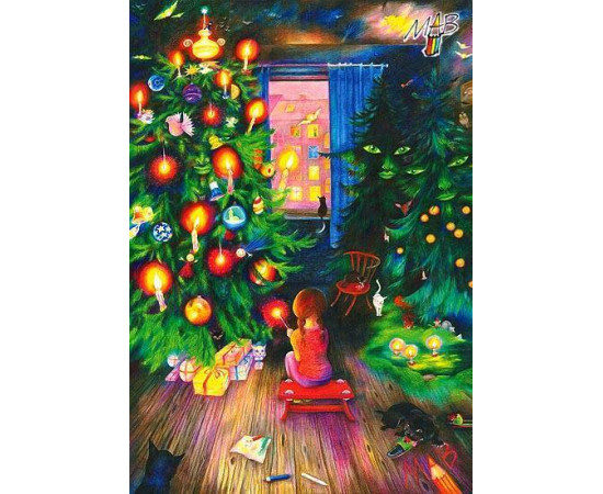 pohlednice Vánoční stromeček očima dětí