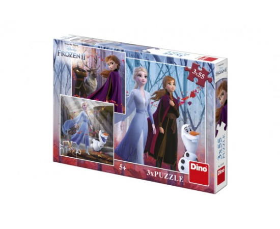 Dino Puzzle 3v1 Ledové království II/Frozen II 3x55dílků v krabici 27x19x4cm