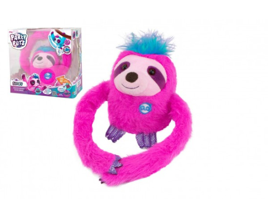 TM Toys Zvířátko Slowy - lenochod růžový plyš na baterie se zvukem v krabičce 20x20x13cm 24m+