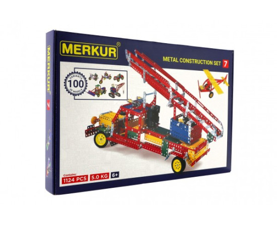 Merkur Toys Stavebnice MERKUR 7 100 modelů 1124ks 4 vrstvy v krabici 54x36x6cm