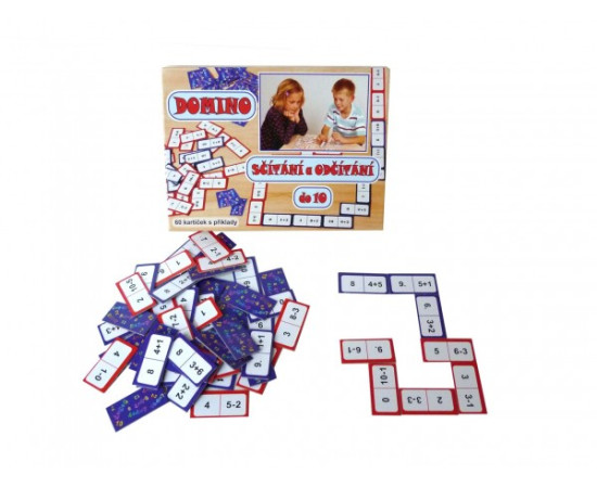 Voltik toys Domino sčítání a odčítání do 10 společenská hra  22x16x3cm