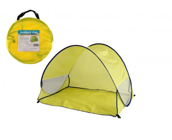 Teddies Stan plážový s UV filtrem 100x70x80cm samorozkládací polyester/kov obdelník žlutý v látkové tašce