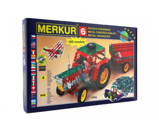Merkur Toys Stavebnice MERKUR 6 100 modelů 940ks 4 vrstvy v krabici 54x36x6cm