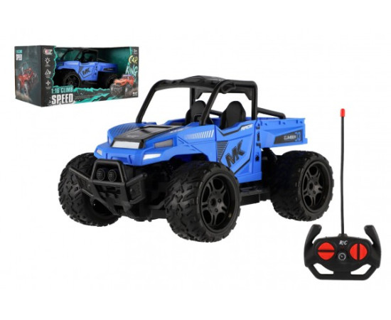 Teddies Auto RC buggy pick-up terénní modré 22cm plast 27MHz na baterie se světlem v krabici 30x14x16cm