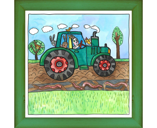 Traktor - žlutý, 29 x 29 cm