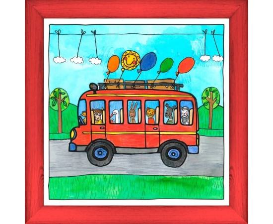 Autobus - červený, 29 x 29 cm