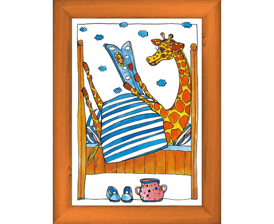 Žirafa čtenářka - modrá, A3