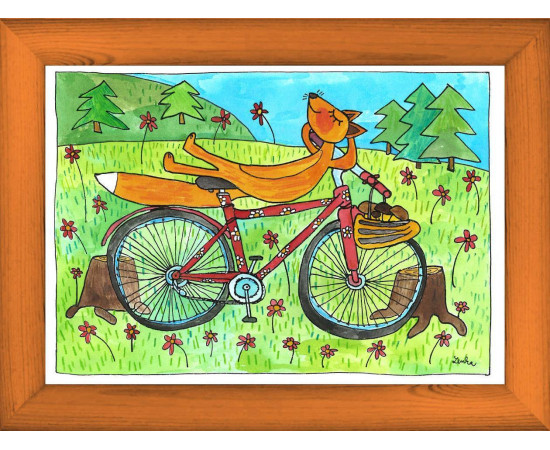 Liška cyklista - zelená, A4